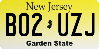 NJ license plate B02UZJ