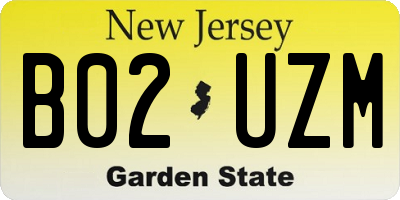 NJ license plate B02UZM