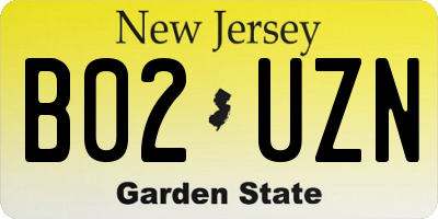 NJ license plate B02UZN