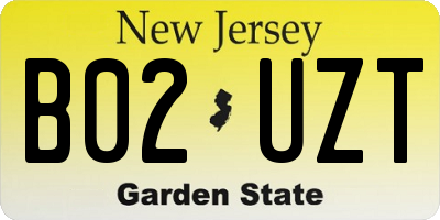NJ license plate B02UZT