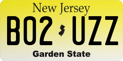 NJ license plate B02UZZ