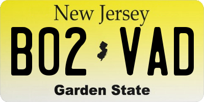 NJ license plate B02VAD