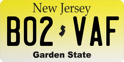 NJ license plate B02VAF