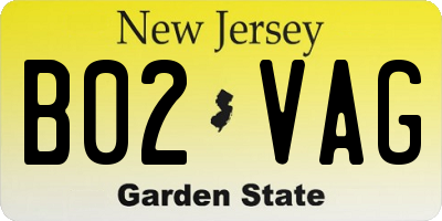 NJ license plate B02VAG