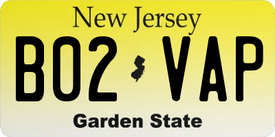 NJ license plate B02VAP