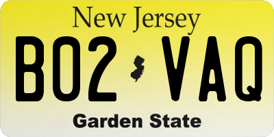 NJ license plate B02VAQ