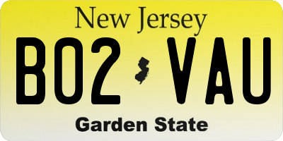 NJ license plate B02VAU