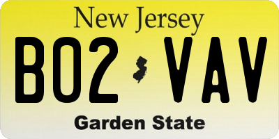 NJ license plate B02VAV