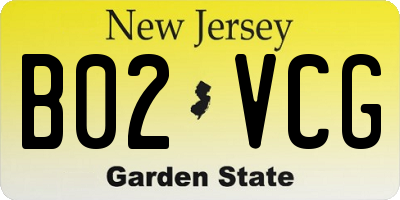 NJ license plate B02VCG