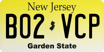 NJ license plate B02VCP
