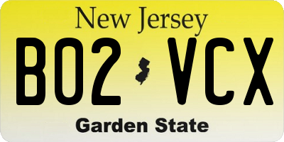NJ license plate B02VCX