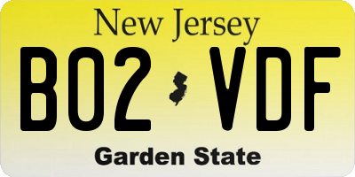 NJ license plate B02VDF