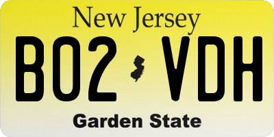 NJ license plate B02VDH