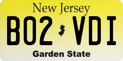 NJ license plate B02VDI