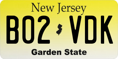 NJ license plate B02VDK