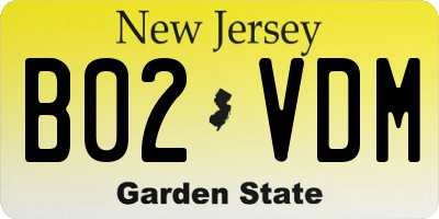 NJ license plate B02VDM