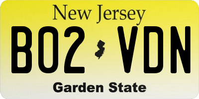 NJ license plate B02VDN