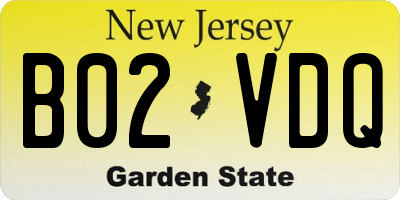 NJ license plate B02VDQ