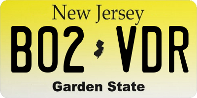 NJ license plate B02VDR
