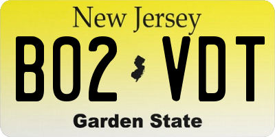 NJ license plate B02VDT