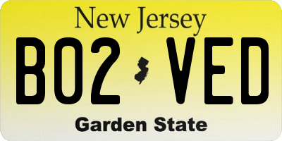 NJ license plate B02VED