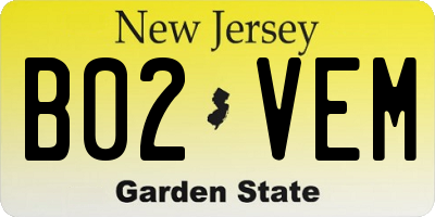 NJ license plate B02VEM