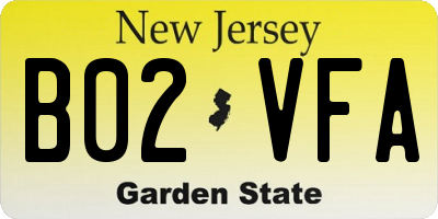 NJ license plate B02VFA