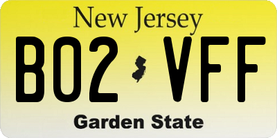 NJ license plate B02VFF