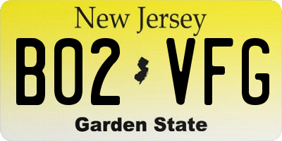 NJ license plate B02VFG