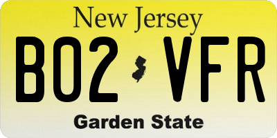 NJ license plate B02VFR