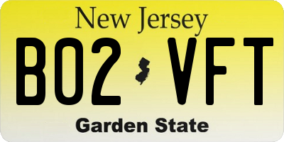 NJ license plate B02VFT