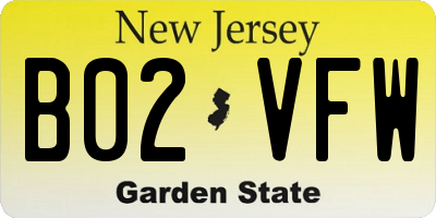 NJ license plate B02VFW