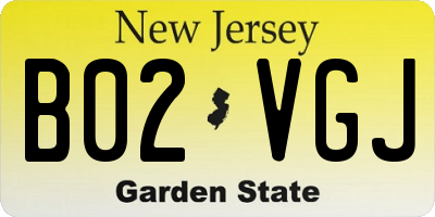 NJ license plate B02VGJ