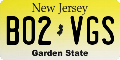 NJ license plate B02VGS