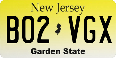 NJ license plate B02VGX