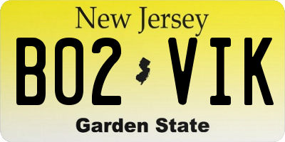 NJ license plate B02VIK