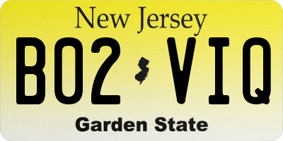 NJ license plate B02VIQ