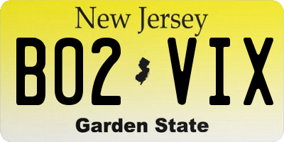 NJ license plate B02VIX