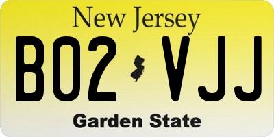 NJ license plate B02VJJ