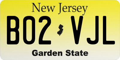 NJ license plate B02VJL
