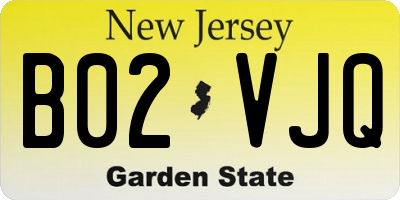 NJ license plate B02VJQ