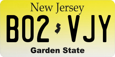 NJ license plate B02VJY