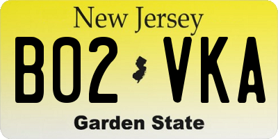 NJ license plate B02VKA