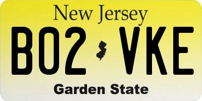NJ license plate B02VKE