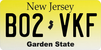 NJ license plate B02VKF
