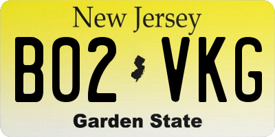 NJ license plate B02VKG