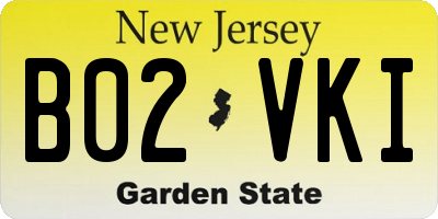 NJ license plate B02VKI