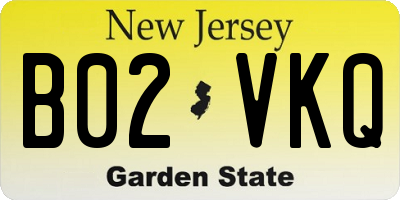 NJ license plate B02VKQ