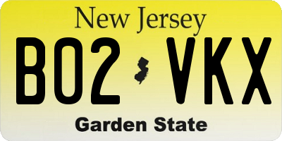 NJ license plate B02VKX