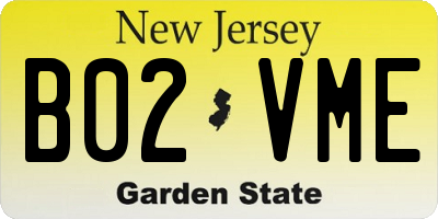 NJ license plate B02VME